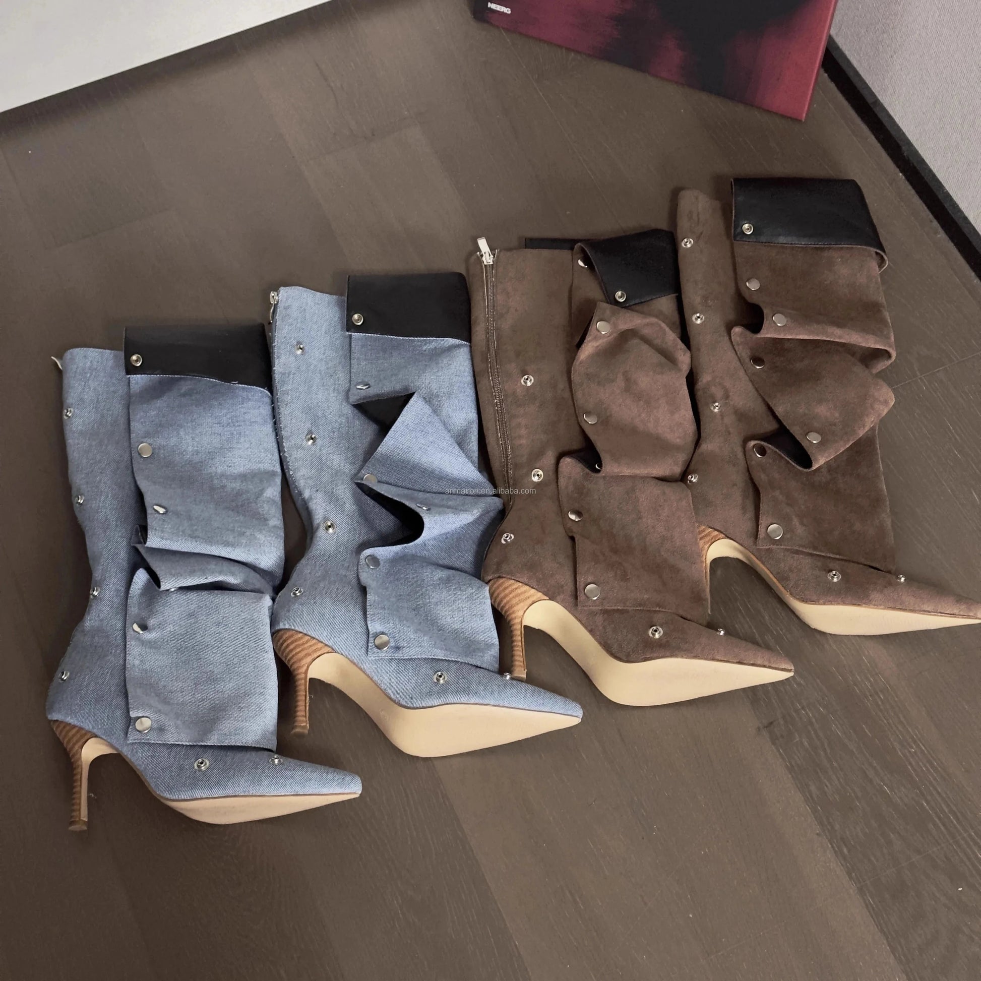 Anmairon Ready To Ship New Design 2023 Winter Hot Sale Women Knee High Boots