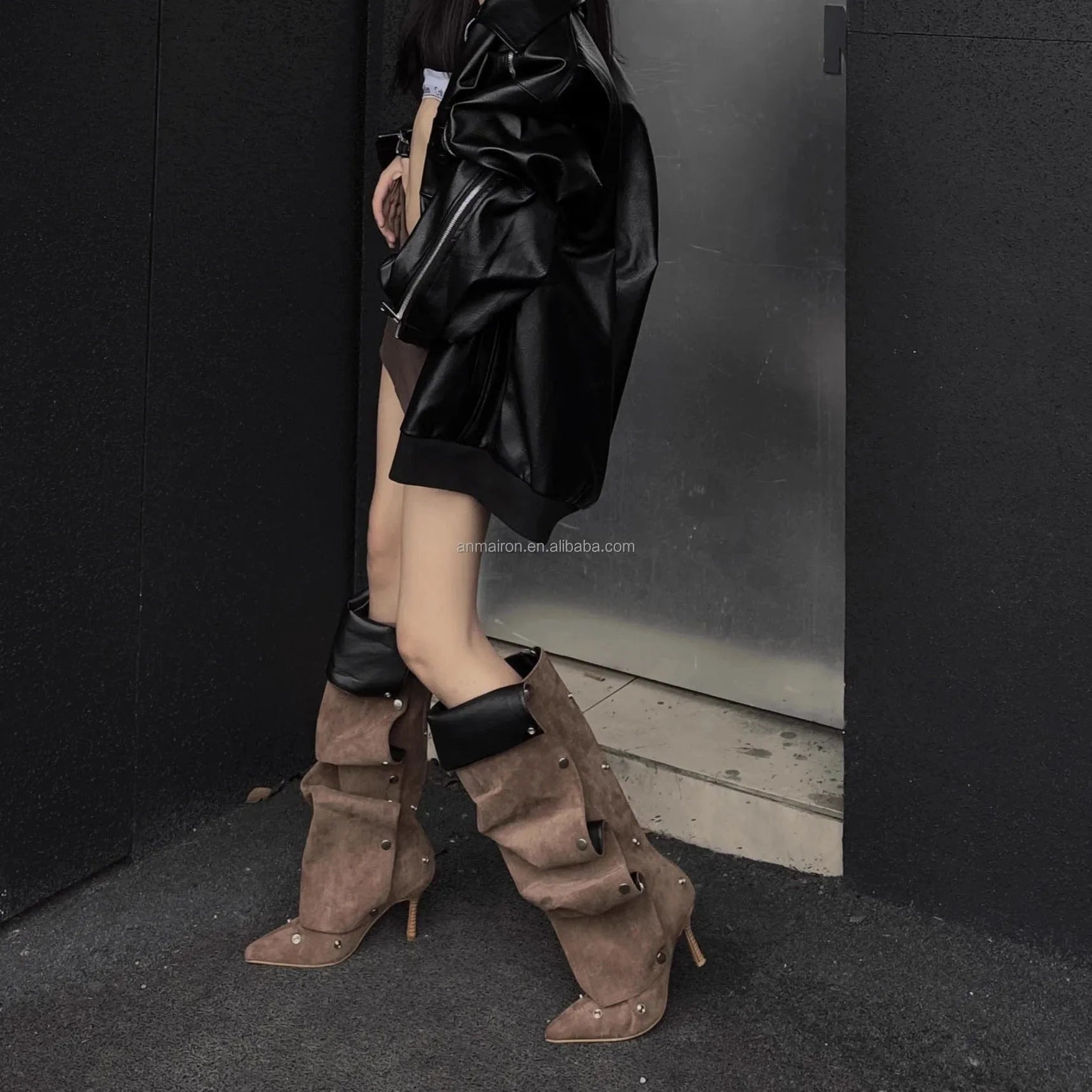 Anmairon Ready To Ship New Design 2023 Winter Hot Sale Women Knee High Boots