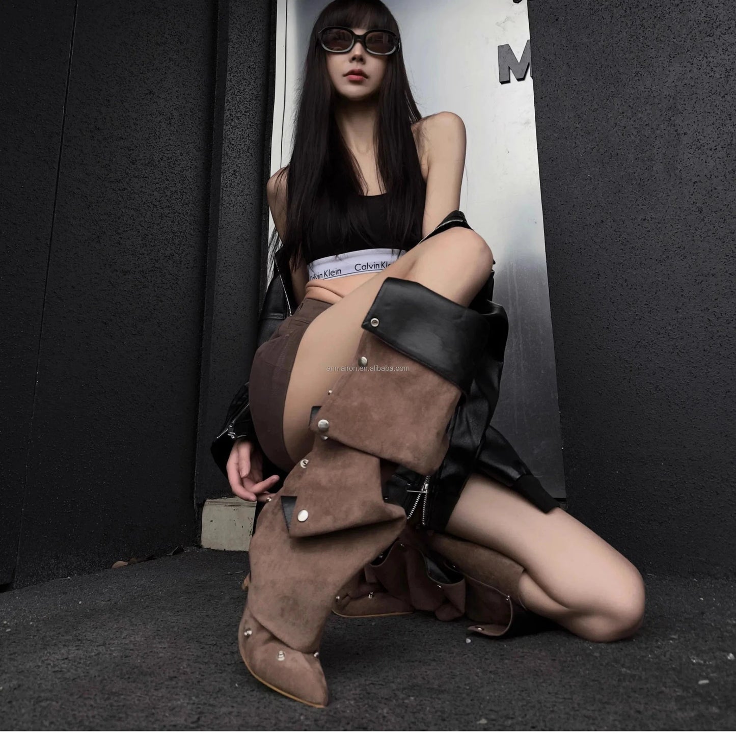 Anmairon Ready To Ship New Design 2023 Winter Hot Sale Women Knee High Boots