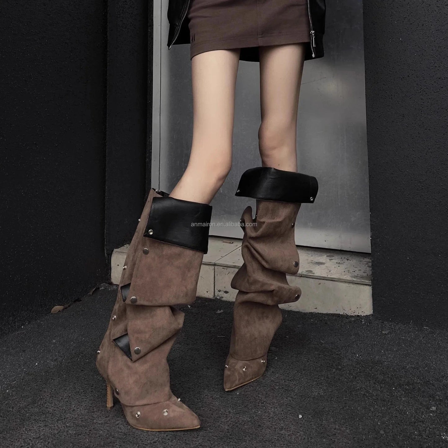 Anmairon Ready To Ship New Design 2023 Winter Hot Sale Women Knee High Boots