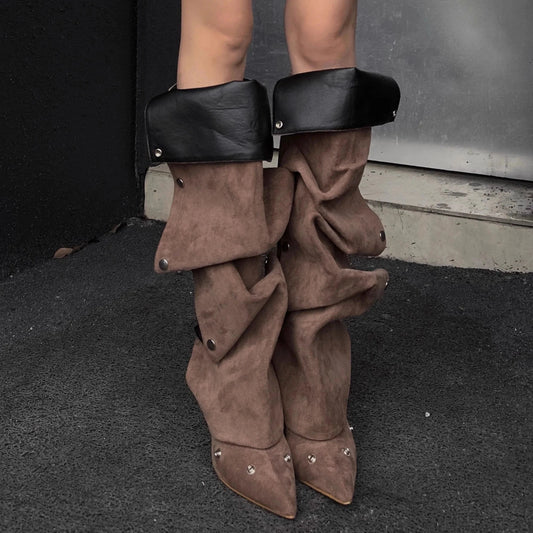 Anmairon Ready To Ship New Design 2023 Winter Hot Sale Women Knee High Boots