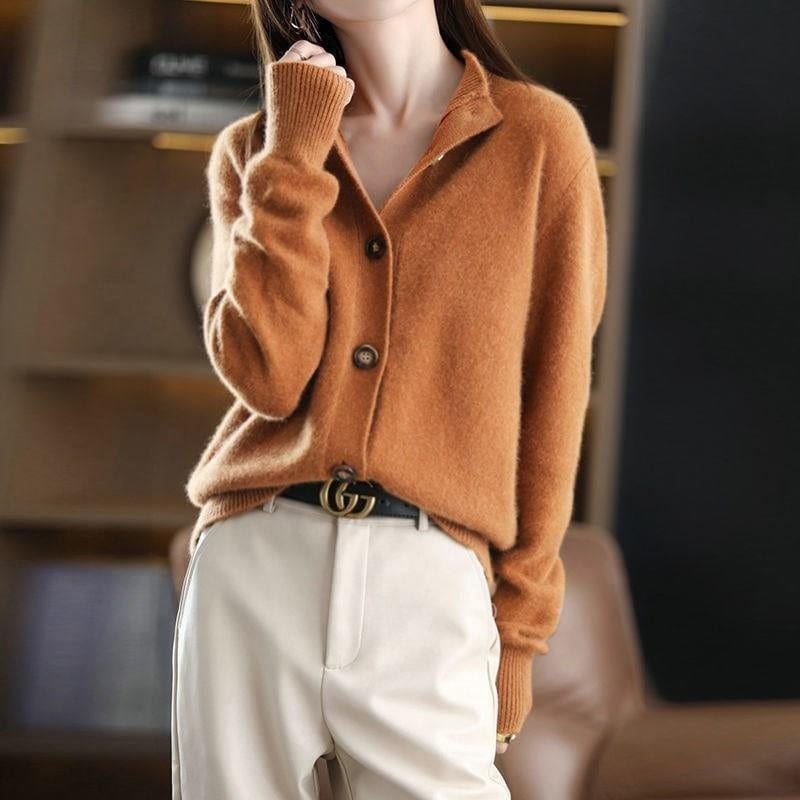 Anti-Pilling Crystal Velvet Sweaters Cardigan Coat Women's New 2022 Wear Knitted Solid Color Tops Outerwear