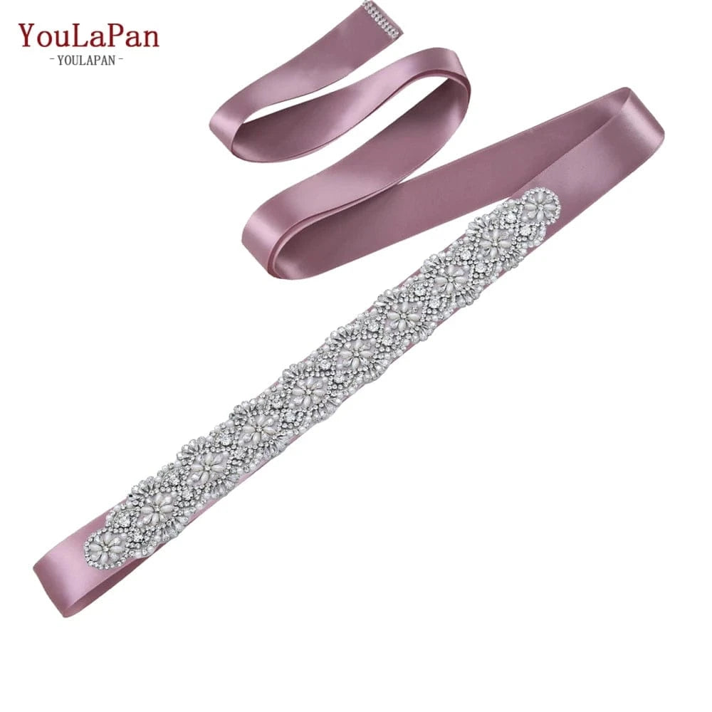 Antique violet Ribbon YouLaPan S04C Rhinestone Party Dress Belt Luxury Bridal Sash Ribbon For Ladies Evening Dress Bridal Jewelry Belt