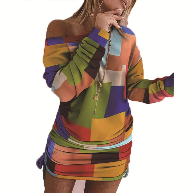 Aola Colourblok Skirts Shirt Loose Bodycon Sexy Long Sleeve Supplier Wholesale Short Autumn Fashion Tshirt Lady Womens Dresses