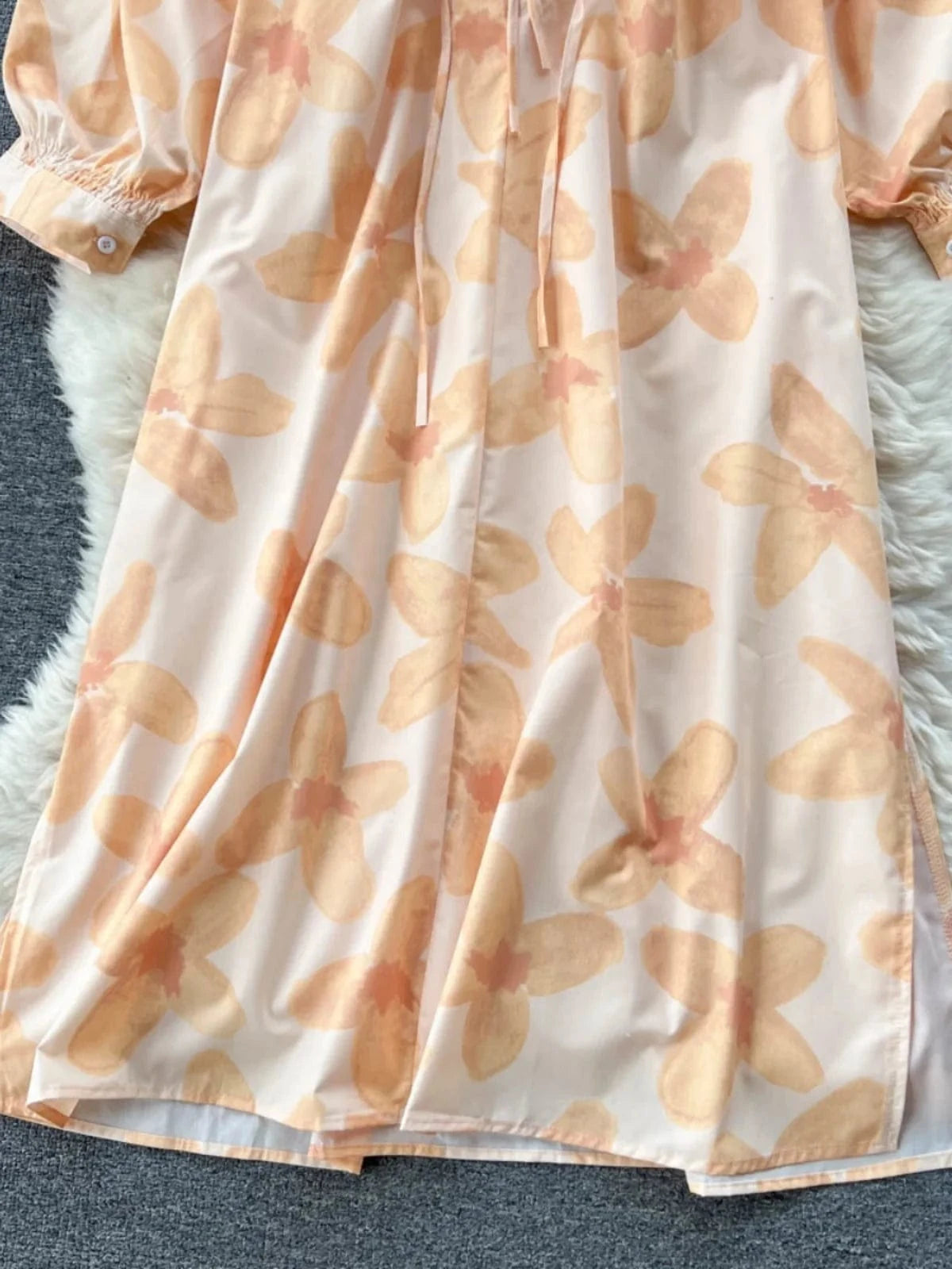 Apparel Dresses Womens Fashion Summer V Neck Long Sleeve Flowers Printed Dress Slim Long Dress