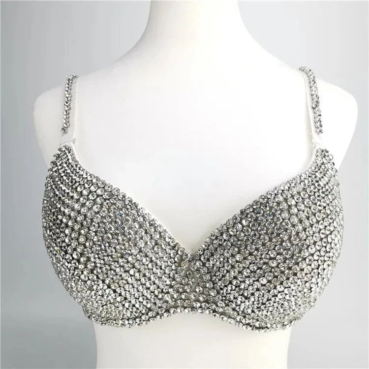 As Photo Showed Crystal Diamond Decoration Night Club Womens Bra And Panties Sexy Lingerie