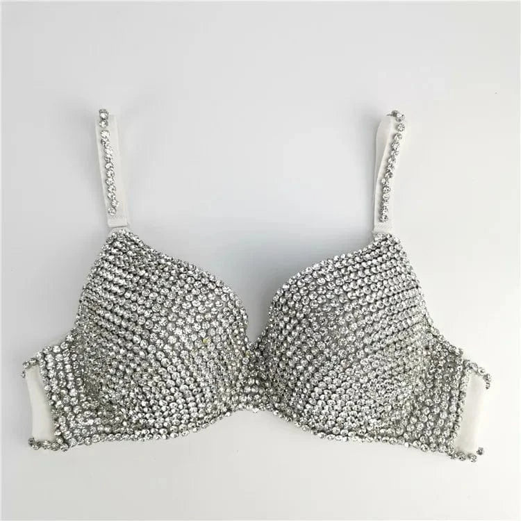 As Photo Showed Crystal Diamond Decoration Night Club Womens Bra And Panties Sexy Lingerie
