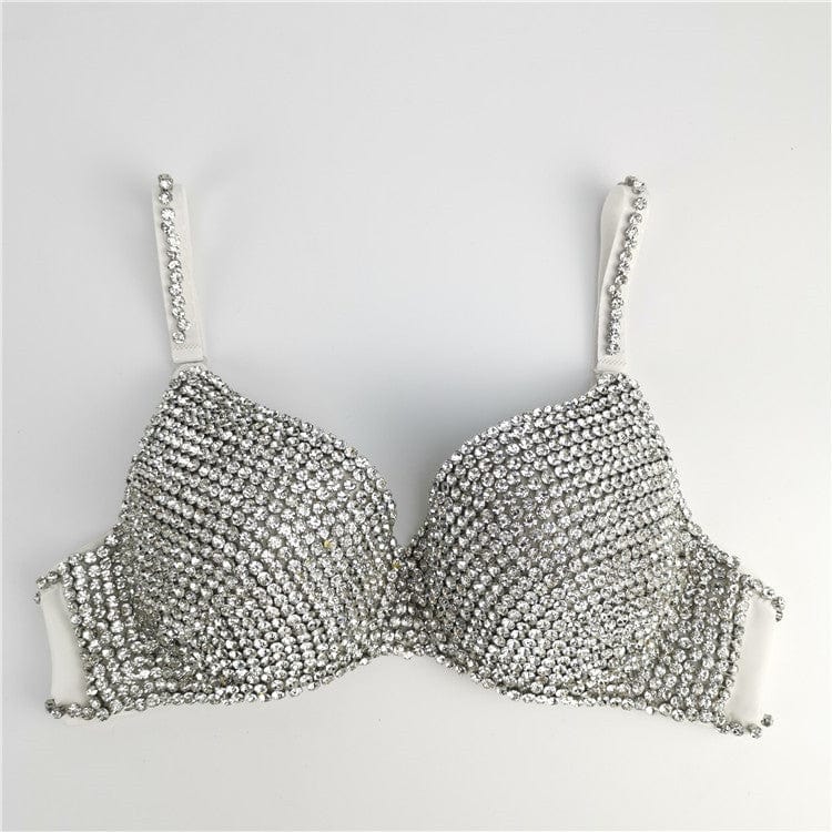 As Photo Showed Crystal Diamond Decoration Night Club Womens Bra And Panties Sexy Lingerie