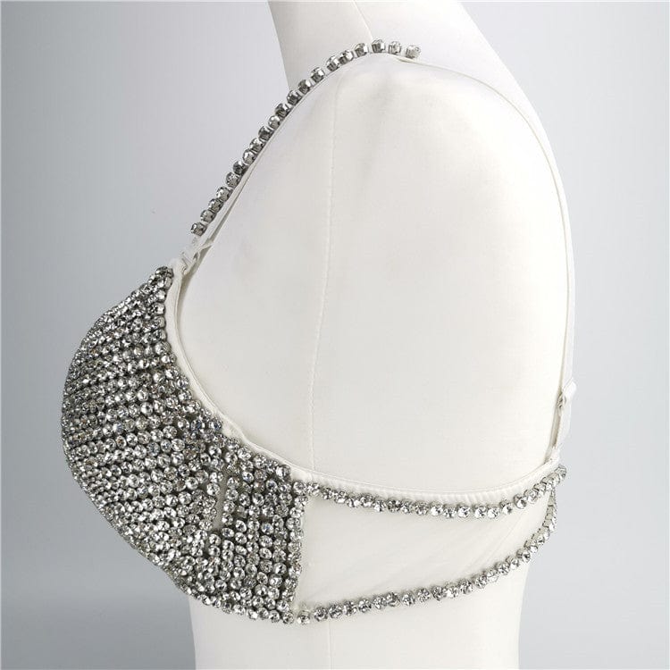 As Photo Showed Crystal Diamond Decoration Night Club Womens Bra And Panties Sexy Lingerie