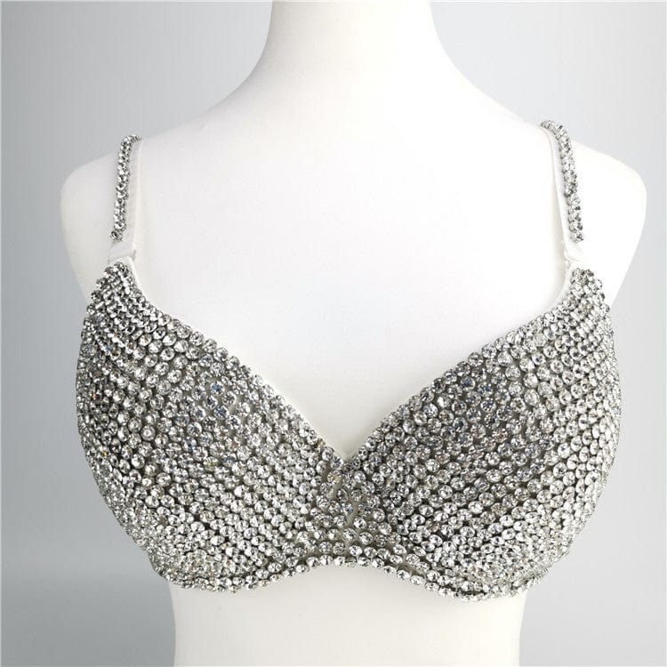 As Photo Showed Crystal Diamond Decoration Night Club Womens Bra And Panties Sexy Lingerie