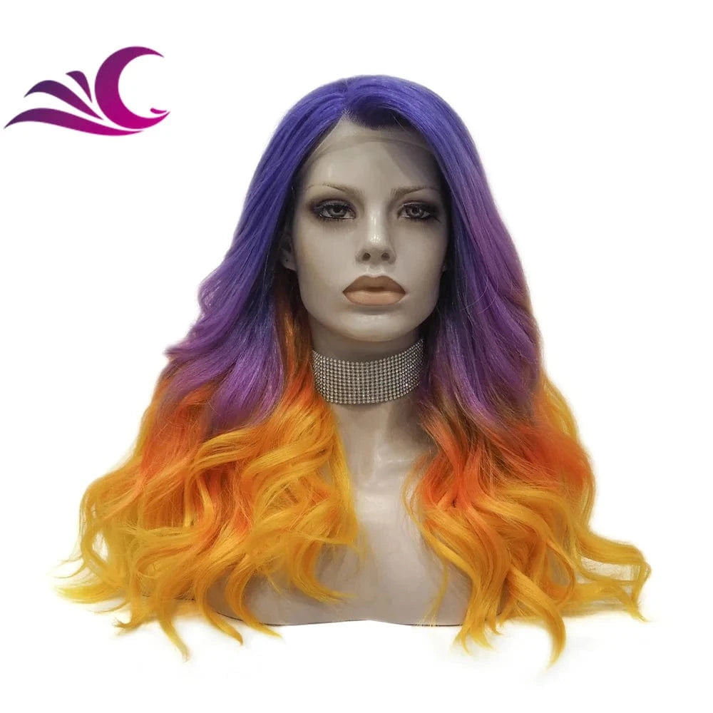 as pic / SQ02-2158-raise Celebrity new desgin ombre colorful highlight black natural color heat resistant futura fiber lace front wig