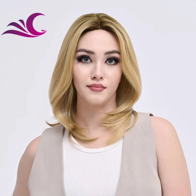 As Pic / T1FH022 Wholesale Future Japanese Fiber Synthetic Lace Front Highlighted Brown Color  Wig