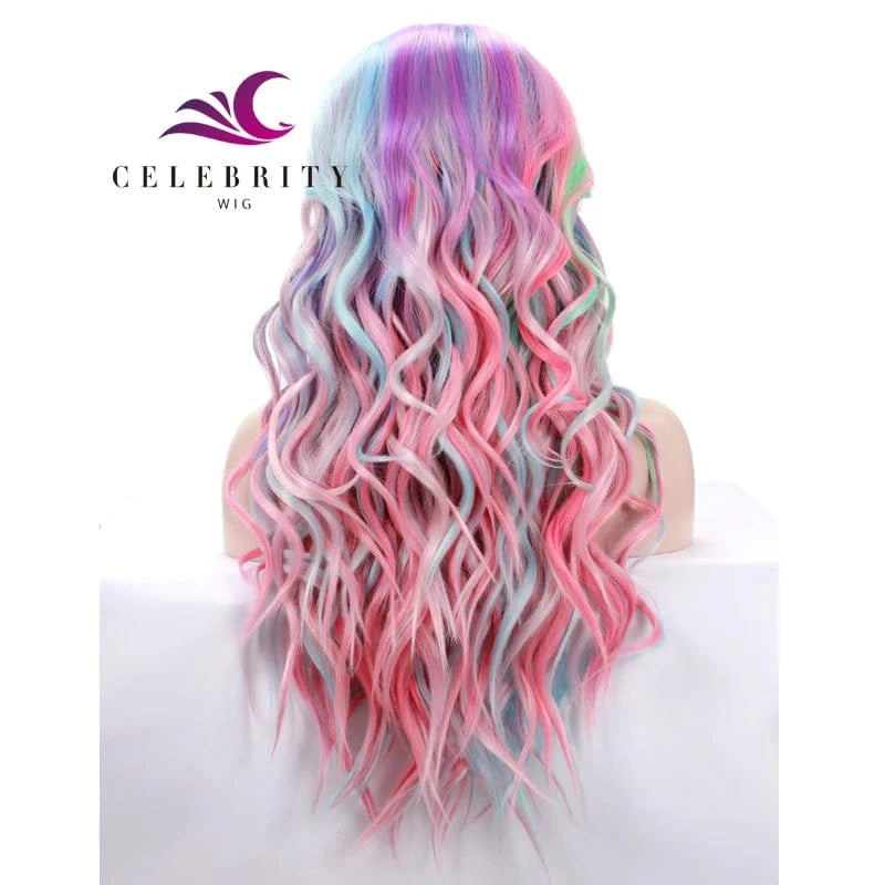 as pics / N31-Mermaid Celebrity Multicolor Holographic Cosplay Colorful Premium Synthetic Wig Futura Heat Resistant Ombre Synthetic Wig for Women