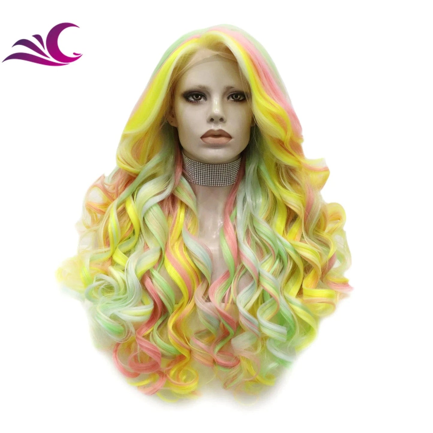 as pics / N5-2248-raise Celebrity Multicolor Holographic Cosplay Colorful Premium Synthetic Wig Futura Heat Resistant Ombre Synthetic Wig for Women