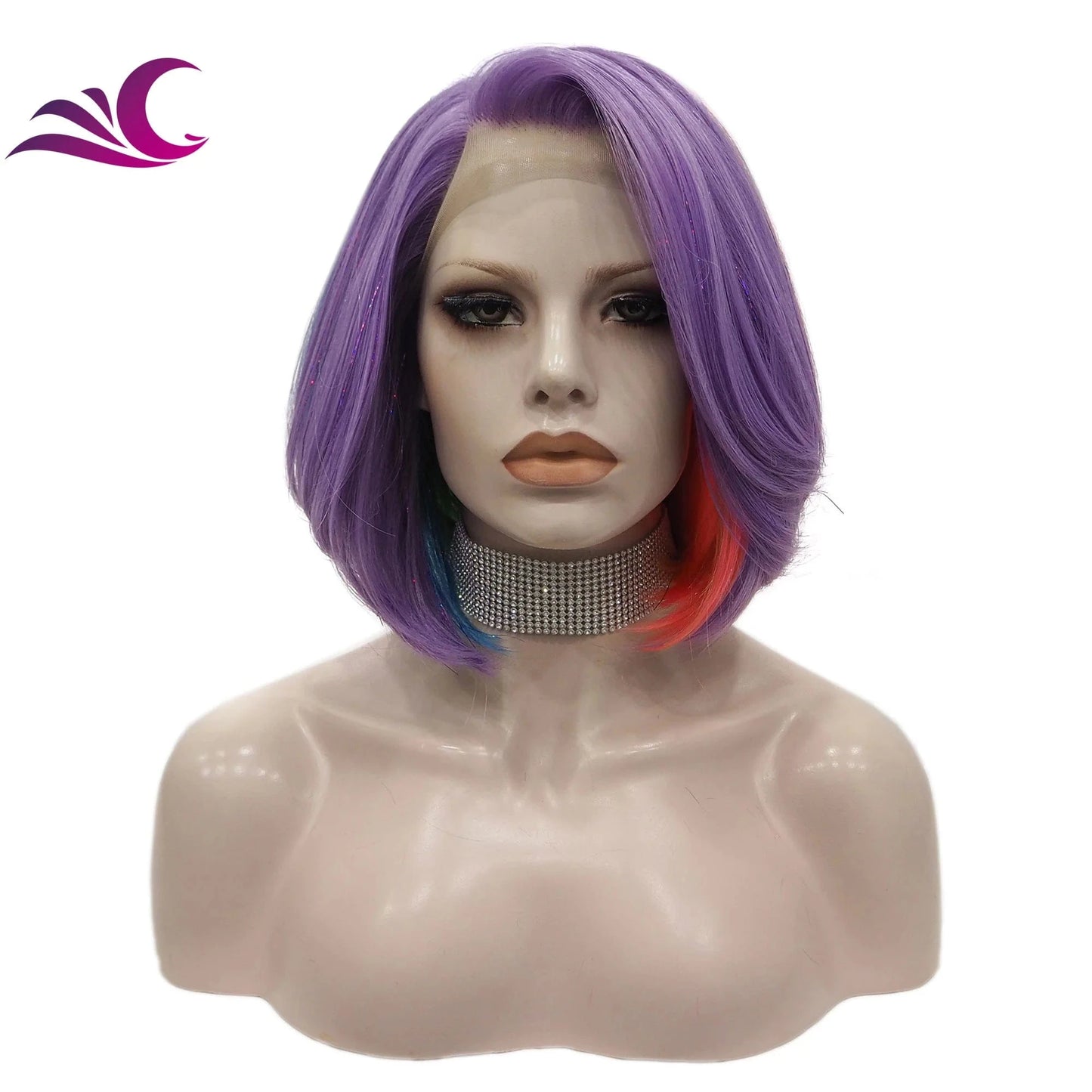 as pics / Tinsel-S37A-2101-03 Celebrity premium heat resistant fiber ombre green colorful synthetic lace front wig for cosplay darily drag