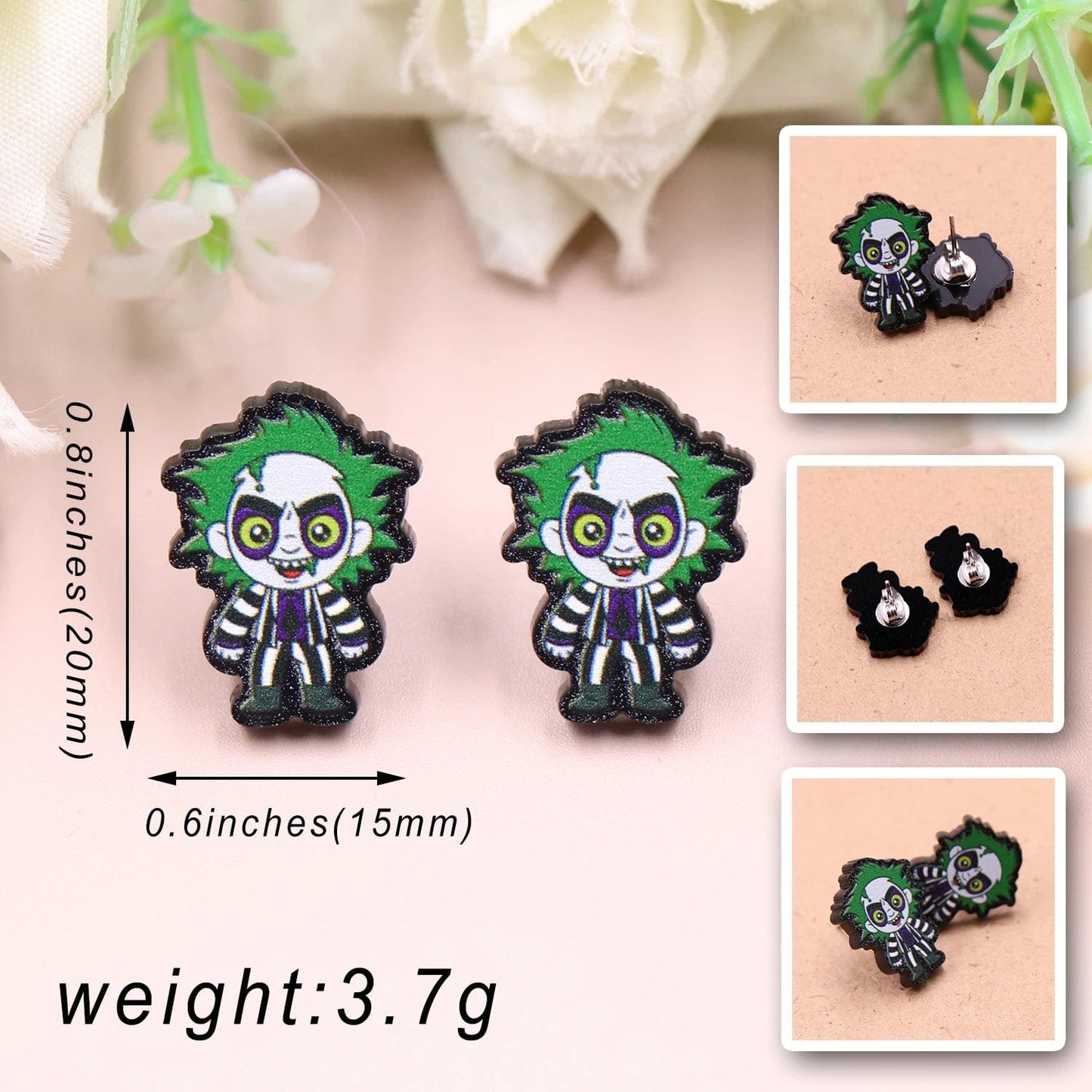as picture / 0.6*0.8in / Black ERS704ER1518 (1Pair)New product CN Stud movie character TRENDY  Gift Acrylic Jewelry For Women