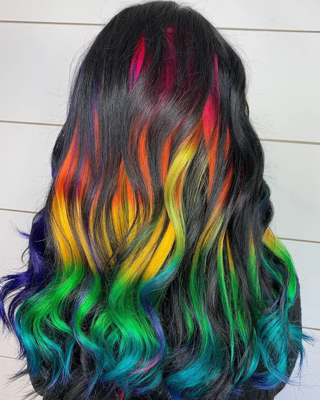 as show Women Cosplay Multicolor Stitching Gradient Wig