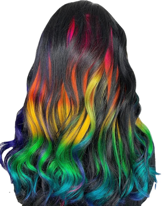 as show Women Cosplay Multicolor Stitching Gradient Wig