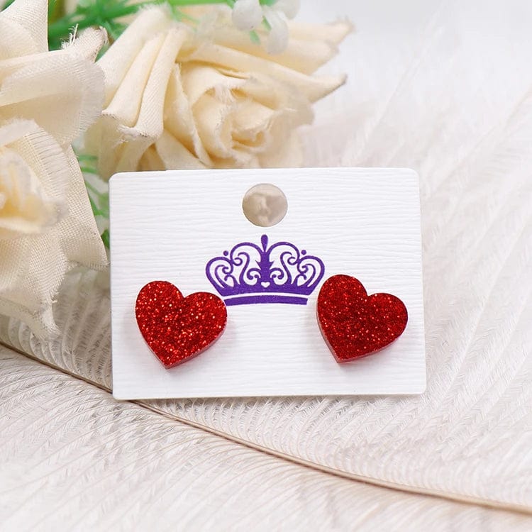 As shown / 0.4*0.5in / Red MD113ER2012 1Pair New product CN Stud earring For women heart  Valentine's Day TRENDY Acrylic Jewelry