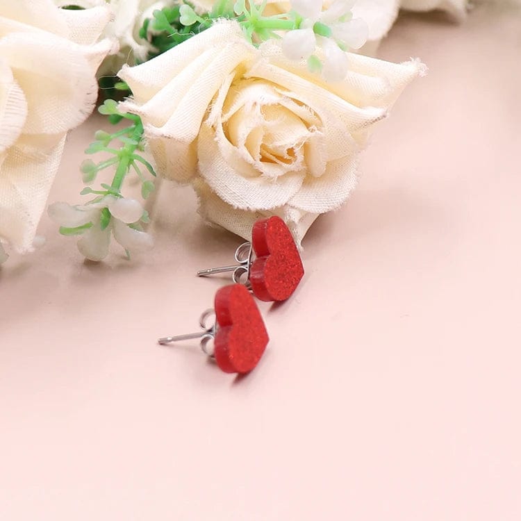 As shown / 0.4*0.5in / Red MD113ER2012 1Pair New product CN Stud earring For women heart  Valentine's Day TRENDY Acrylic Jewelry