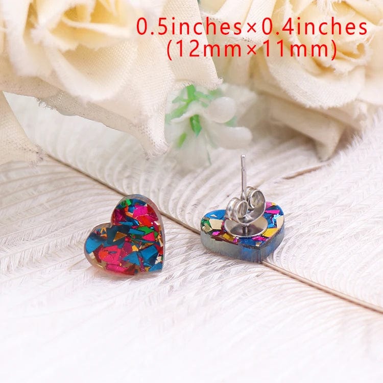 As shown / 0.4*0.5in / Red MD113ER2014 1Pair New product CN Stud earring For women heart  Valentine's Day TRENDY Acrylic Jewelry