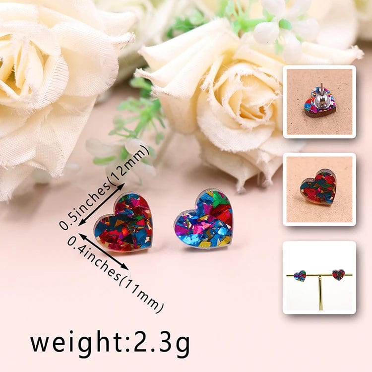 As shown / 0.4*0.5in / Red MD113ER2014 1Pair New product CN Stud earring For women heart  Valentine's Day TRENDY Acrylic Jewelry
