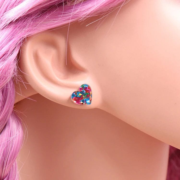As shown / 0.4*0.5in / Red MD113ER2014 1Pair New product CN Stud earring For women heart  Valentine's Day TRENDY Acrylic Jewelry