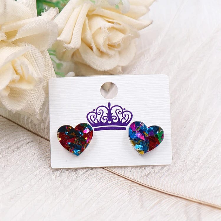 As shown / 0.4*0.5in / Red MD113ER2014 1Pair New product CN Stud earring For women heart  Valentine's Day TRENDY Acrylic Jewelry