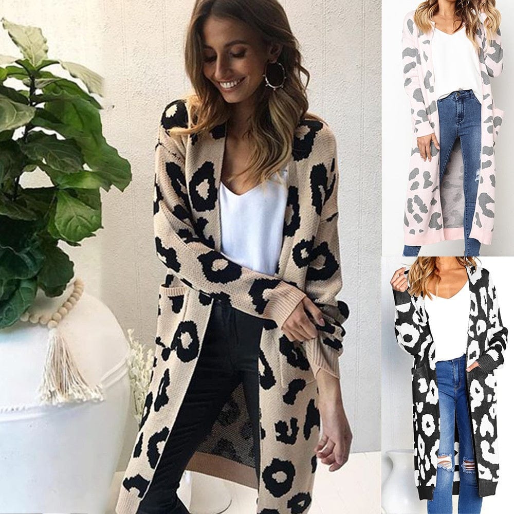 Autumn 2022 New Leopard Print Cardigan Jacket Aliexpress Amazon Europe And America Long Sweater Women