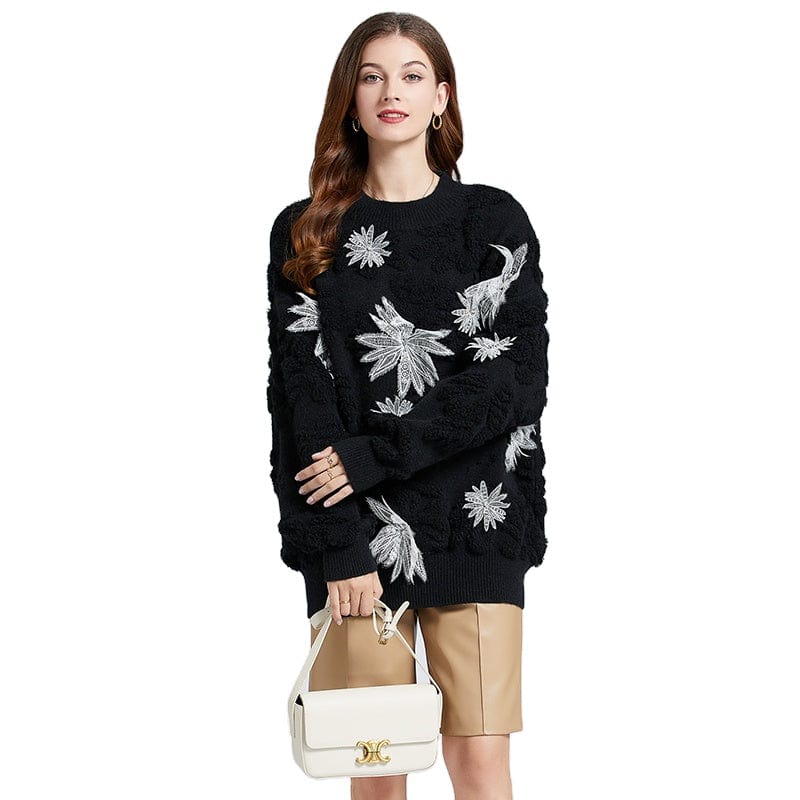 Autumn and winter age reduction foreign style snowflake embroidery nail bead lazy wind sweater snow velvet jacket OS5333083