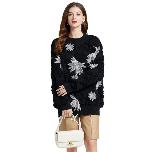 Autumn and winter age reduction foreign style snowflake embroidery nail bead lazy wind sweater snow velvet jacket OS5333083