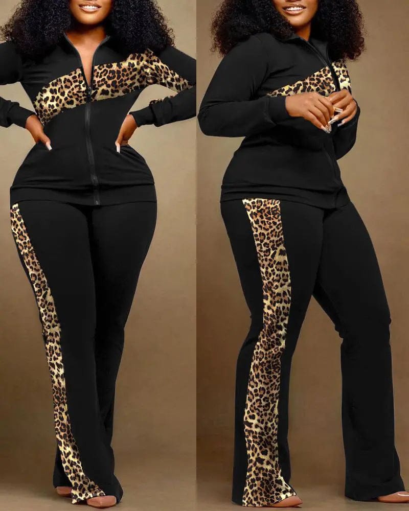 Autumn and winter Amazon printed fashionable women's clothing 2 sets