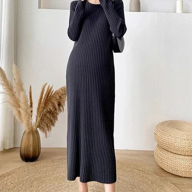 Autumn And Winter New Loose Korean Version Long Sleeved Knitted High Quality Free Size Maxi Dress