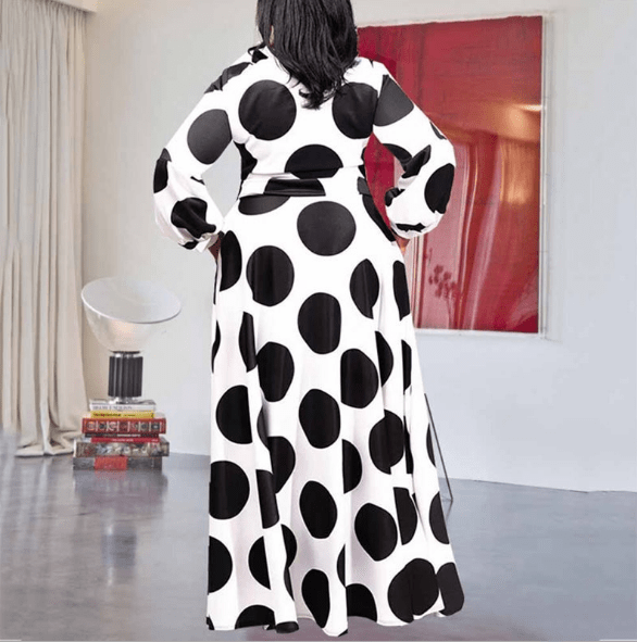 Autumn Bodycon Elegant White Dot Bowtie Collar Casual Women Dress