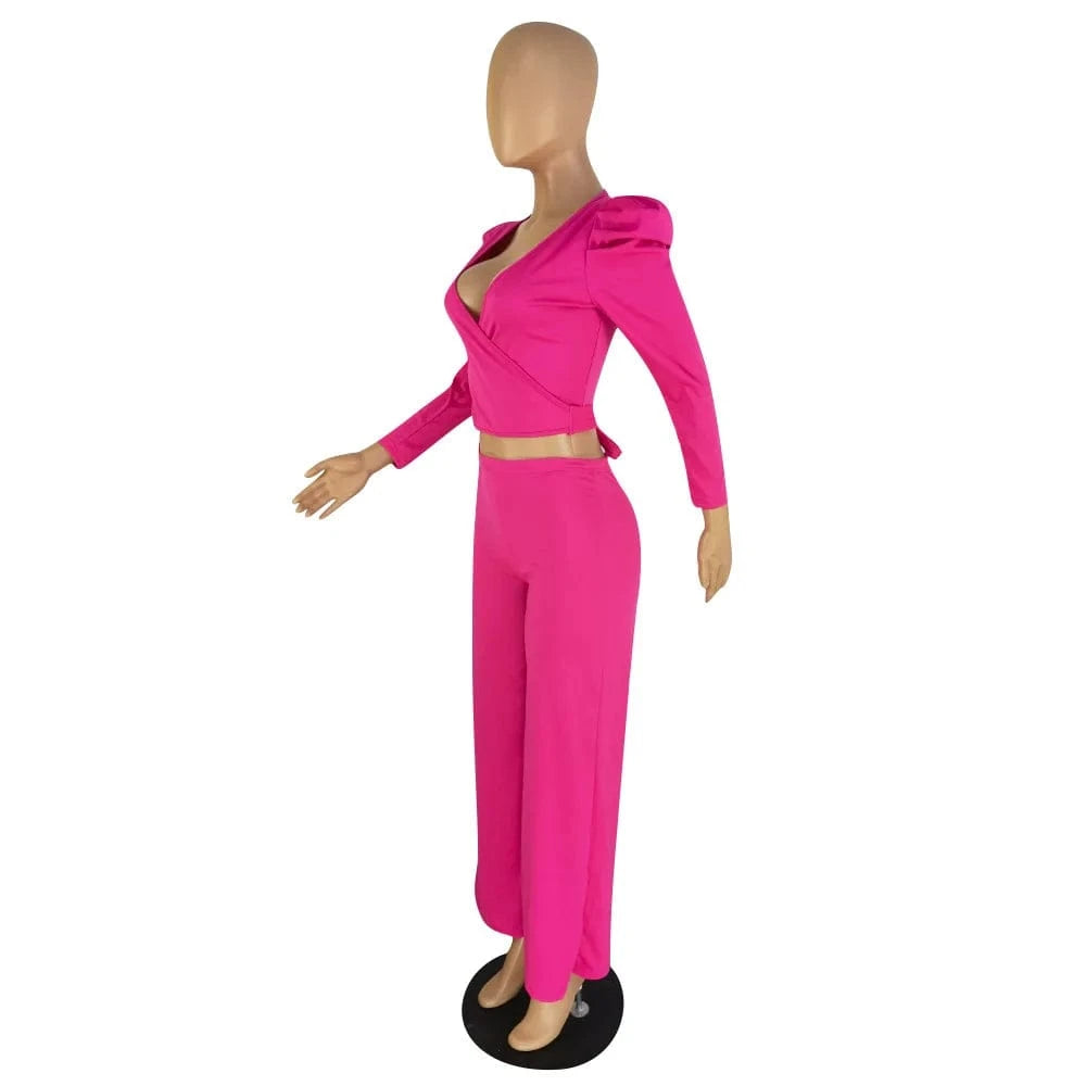 Autumn Clothes for Women Crop Top 2 Piece Set Fall Fashion Outfits for Women 2pcs Pants Set Two Piece Matching Sets Pants