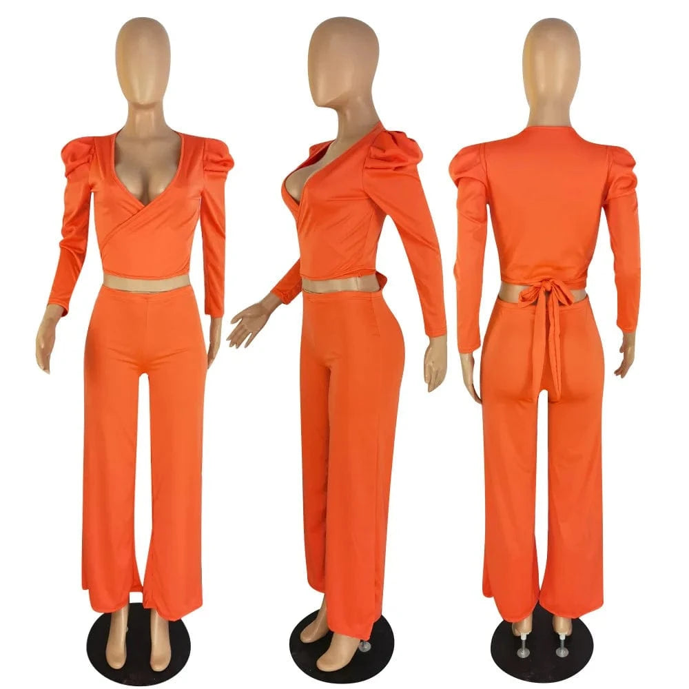 Autumn Clothes for Women Crop Top 2 Piece Set Fall Fashion Outfits for Women 2pcs Pants Set Two Piece Matching Sets Pants