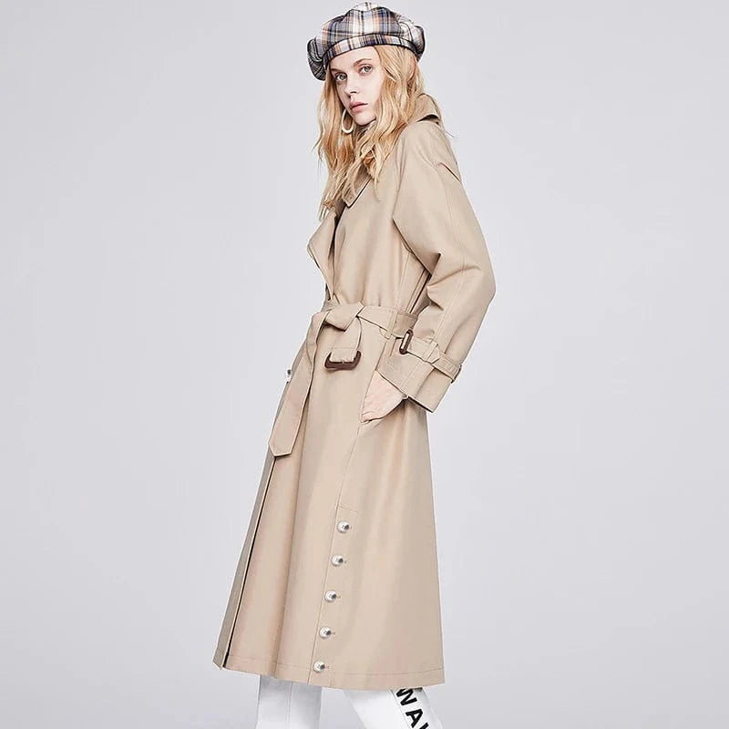 Autumn Cotton Long Trench Coats Fashion Design Double-breasted Trench Coat For Women Winter Spring