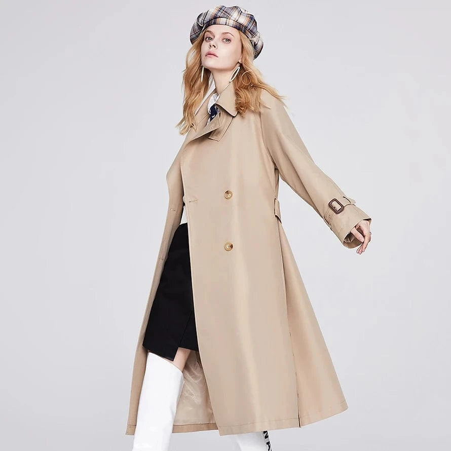 Autumn Cotton Long Trench Coats Fashion Design Double-breasted Trench Coat For Women Winter Spring