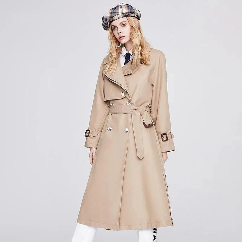 Autumn Cotton Long Trench Coats Fashion Design Double-breasted Trench Coat For Women Winter Spring
