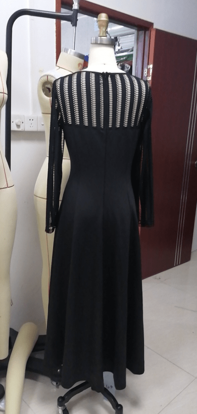Autumn Elegant Black Round Neck Patchwork Grids Casual Lady Dresses