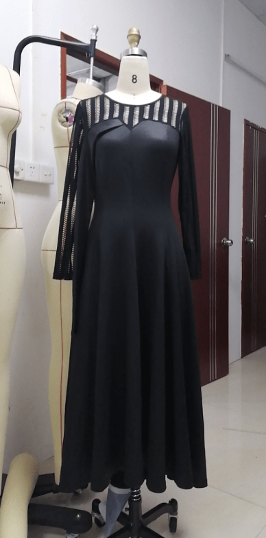 Autumn Elegant Black Round Neck Patchwork Grids Casual Lady Dresses