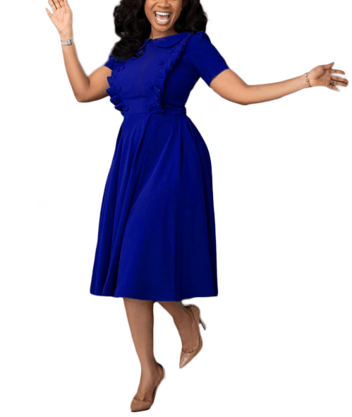 Autumn Elegant Fashion Large Size Soild Office Career Dresses Lady