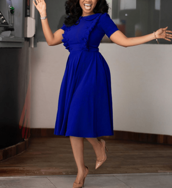 Autumn Elegant Fashion Large Size Soild Office Career Dresses Lady