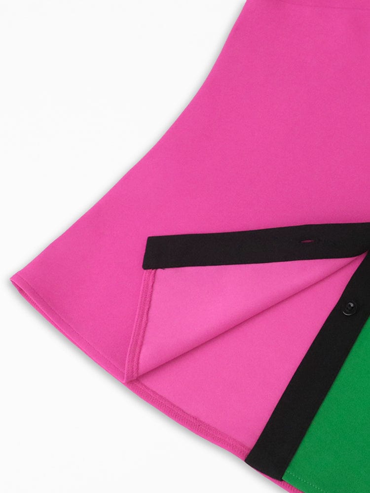 Autumn Patchwork AOMEI Long Sleeves Elegant Facoty Women Classy Blouse