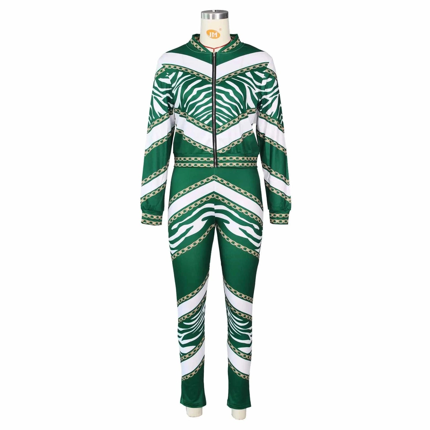 Autumn Printing Sports Suits Two Piece Pants Set Women Long Sleeve Zipper Two Piece Pants Sets