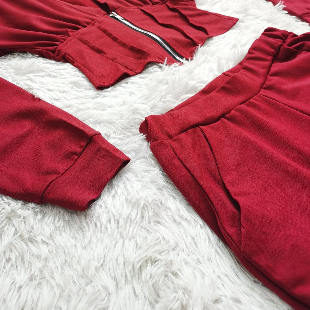Autumn Winter Fashion Printed Tracksuit 2 Piece Set Winter Zip Up Corset Hoodie Pants Two Piece Outfits