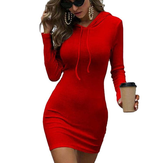 Autumn Winter Woman Clothing Casual Long Sleeve Drawstring Hoodie Dresses for Women Club Bodycon Dress