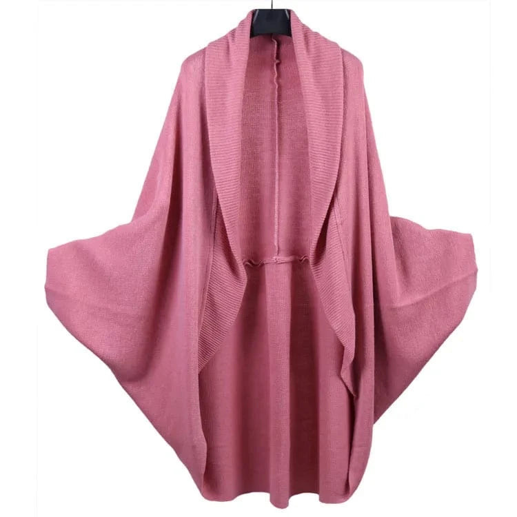 available / Pink Casual Style Turn-down Collar Acrylic Cashmere Feel Ribbed Collar Women Knit Cardigans Shrug