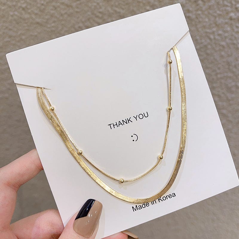 B045 gold Stainless Steel Non-fading Wild Temperament Double Layer Snake Bone Necklace For Woman