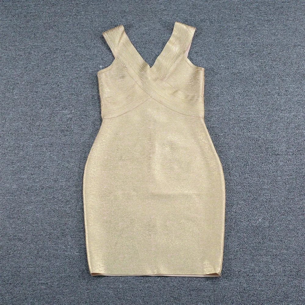 BA177 Bandage Dress Summer V Neck Sleeveless Sexy High Quality Vestidos Fashion Party Casual Bodycon Evening Dresses For Woman